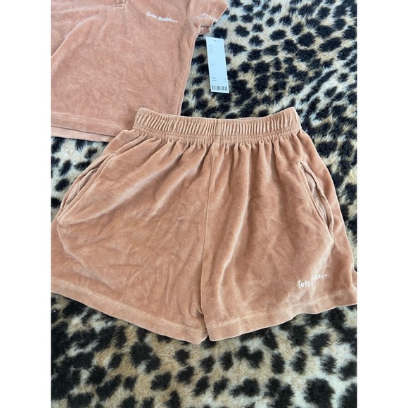 RARE! NEW! Urban Outfitters Lets Frans Velour Shrunken Polo Top and Shorts - Picture 6 of 13